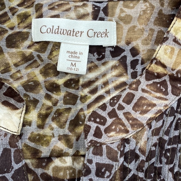 COLDWATER CREEK Animal Print Safari Button Up Blouse Top Size Medium Y2K - Picture 6 of 7